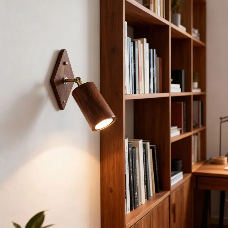 اليابانية الرجعية الحد الأدنى الإبداعية الجوز الأسود للتدوير غرفة المعيشة غرفة الإقامة المنزلية القراءة مصباح غرفة نوم السرير الجدار مصباح