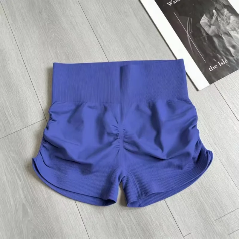 Sommerliche High-Waist-Yoga-Shorts für Damen, 3 Zoll, Po-Lifting, nahtlos, schmal geschnitten, rollt nicht herunter, Pilates-Fitness-Workout-Shorts – Detail 7