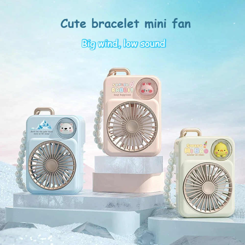 

Fashion Bead Pendant Wrist Fan, USB Powered Mini Handheld Fan, Cartoon Style Portable Desktop Air Conditioner Fan