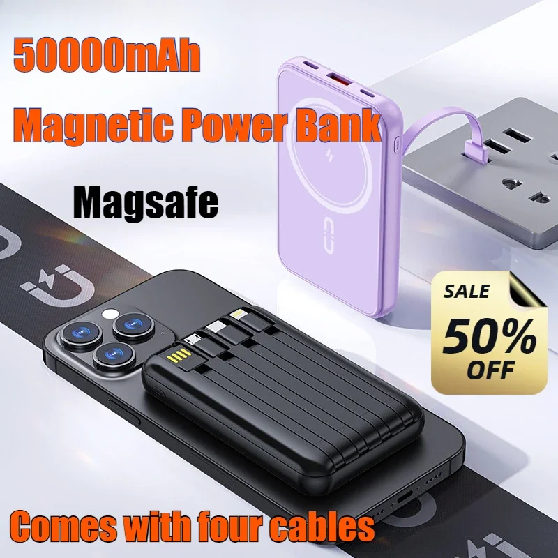 

2024 Magsafe Magnetic Power Bank 50000mAh Portable Wireless Charging Mini Battery Charger Cases for iPhone Samsung Huawei Xiaomi