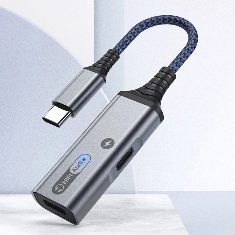 Cavo Aux 2 in 1 con adattatore ricarica tipo PD 60w Splitter da USB 3,5 mm per convertitore telefono P8DC