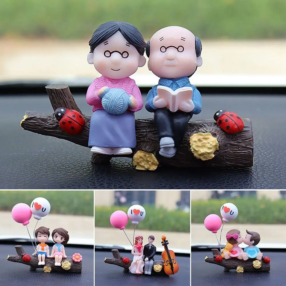 Cartoon Cute Couples Action Figure Figurines Balloon Auto Interior Dashboard Ornament Girls Gifts Car Decoration Accessories