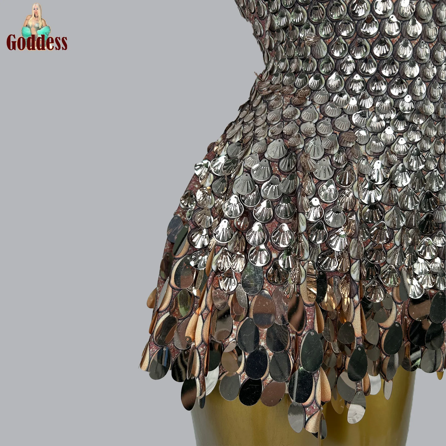 Shining Sequins Short Dress Women Sexy Bar Nightclub Preformance Show Costume Singer Stage Wear Party Celebriate Birthday Dress