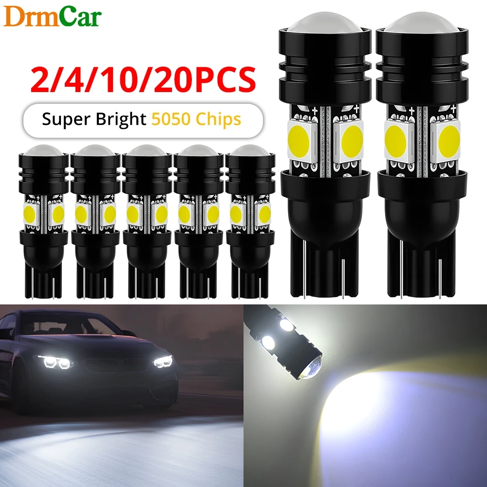 

2/4/10/20Pcs Car T10 W5W 4SMD 5050 Turn Signal Brake Light 12V Reverse Trunk License Plate Parking Clearance Lamp Red White Blue