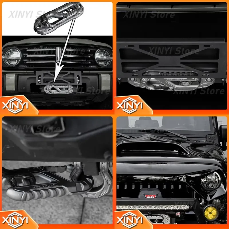 Lantsun JL1236 Rope Guide Stainless Steel Winch Guide and Trailer Hook 4.75T for Jeep for Wrangler JK JL 1PC