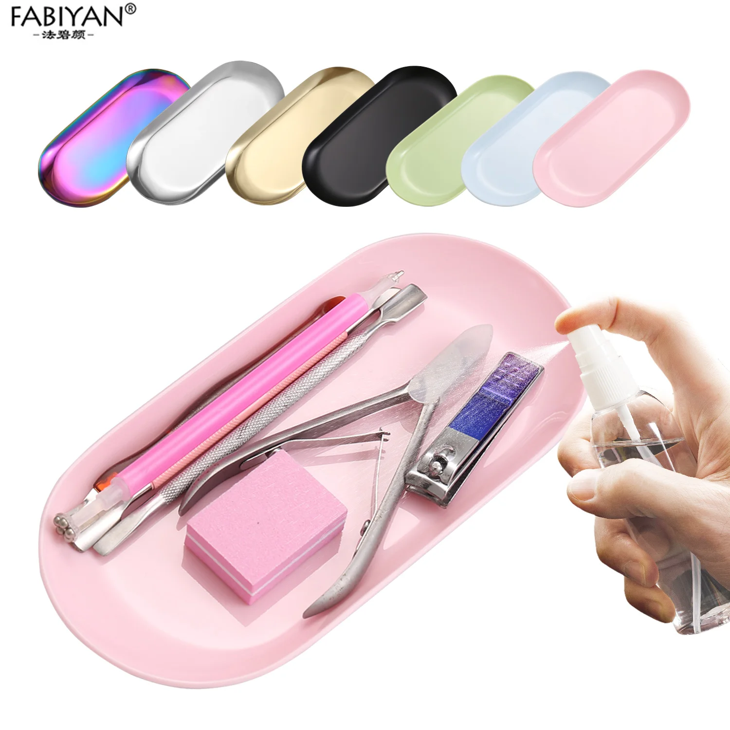 PP/Metal Nail Art Storage Tray Nail Polish Organizer Nail Tools Tweezers Clippers Container Manicure Jewelry Storage Dish