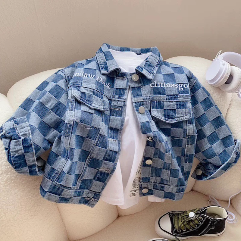 2-8 Years Spring Autumn Boys Denim Jacket Korean Version Children Jeans Coats For Girls Outerwear Birthday Gift New Kids Clothes