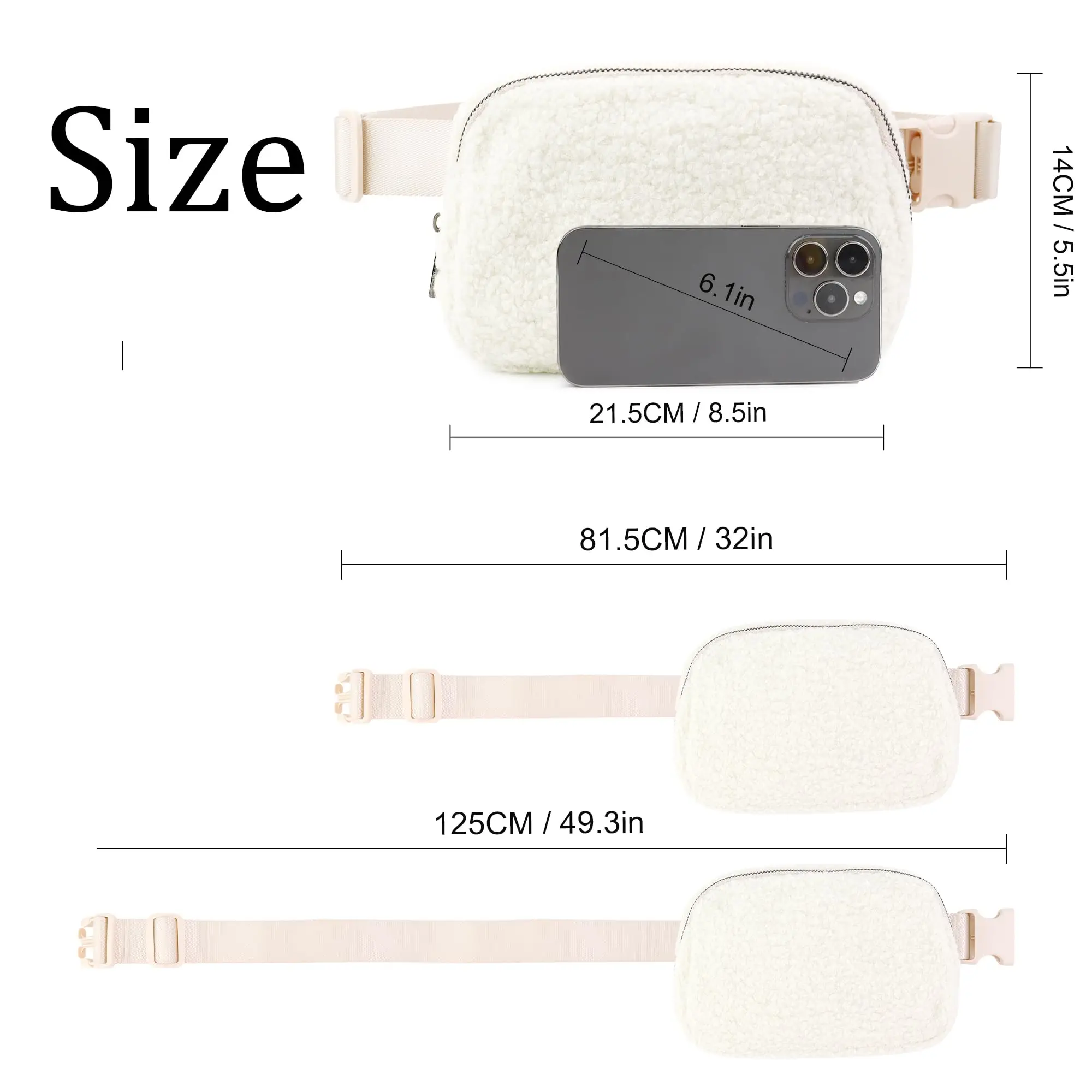 Mini Everywhere Belt Bag Fleece Sherpa Small  Fanny Pack  Crossbody Bags for Women Trendy Cute Waist Pouch Side Bag