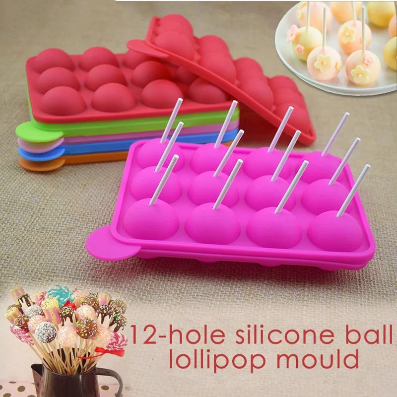 12 Hole Silicone Cake Pop Mold Ball Shaped Die Mold Cake Lollipop Candy Chocolate Mould Kitchen Baking Ice Tray Tool Accessories