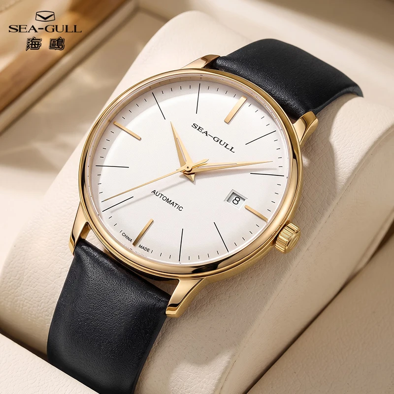 Seagull Bauhaus Men's Watch 39.5MM Automatic Mechanical Watch Business Casual Wristwatch Ultra-Thin 3Bar Waterproof Clock 519