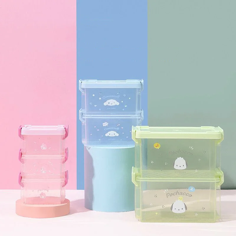 

Sanrio Kawaii My Melody Buckle Storage Box Pochacco Cinnamoroll Anime Cartoon Exquisite Transparent Hair Accessories Storage Box