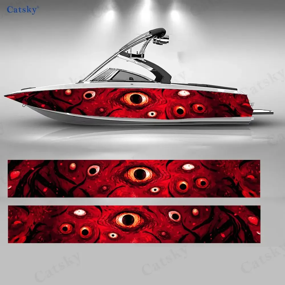 2Pcs Scarlet Vortex Eye Boat Stickers, PVC Waterproof Durable Vinyl Wrap Decals for Fishing Boats, Durable and Stylish Design