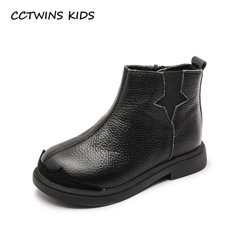 Kids Boots Autumn Winter Toddler Kids Princess Fashion Middle Calf Boots Children Genuine Leather Shoes Warm Fur Black Soft Sole