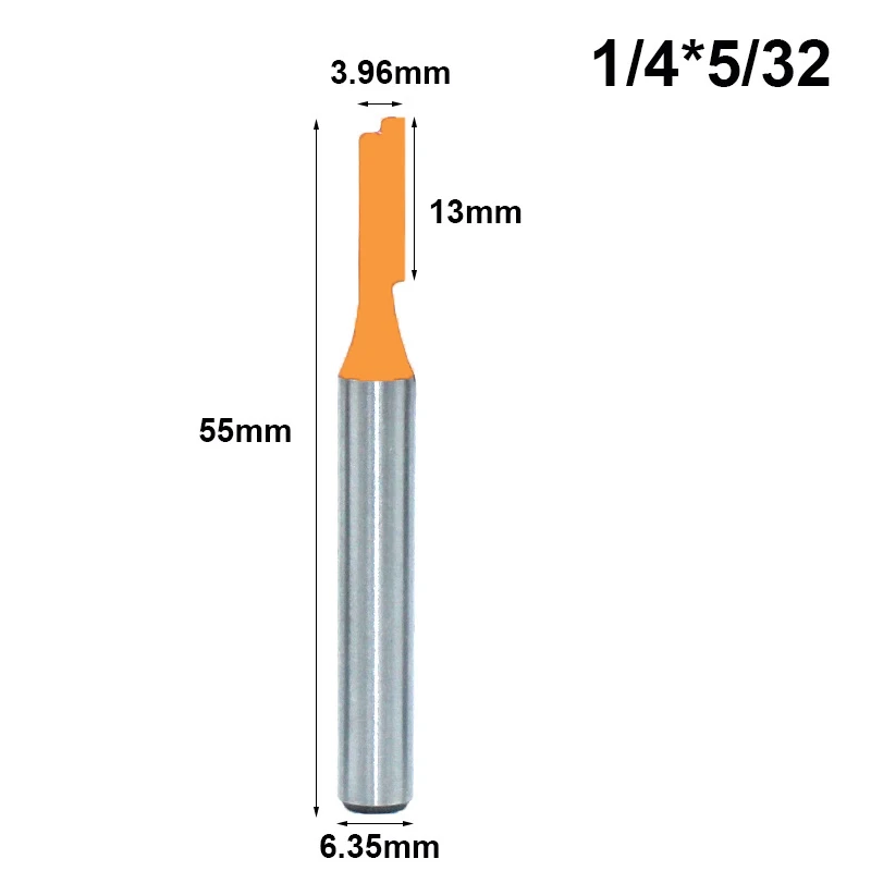 1PC 1/4" 6.35MM Shank Milling Cutter Wood Carving Blade Double Flutes Straight Bit Woodworking Tool Carving Trimming Router Bit