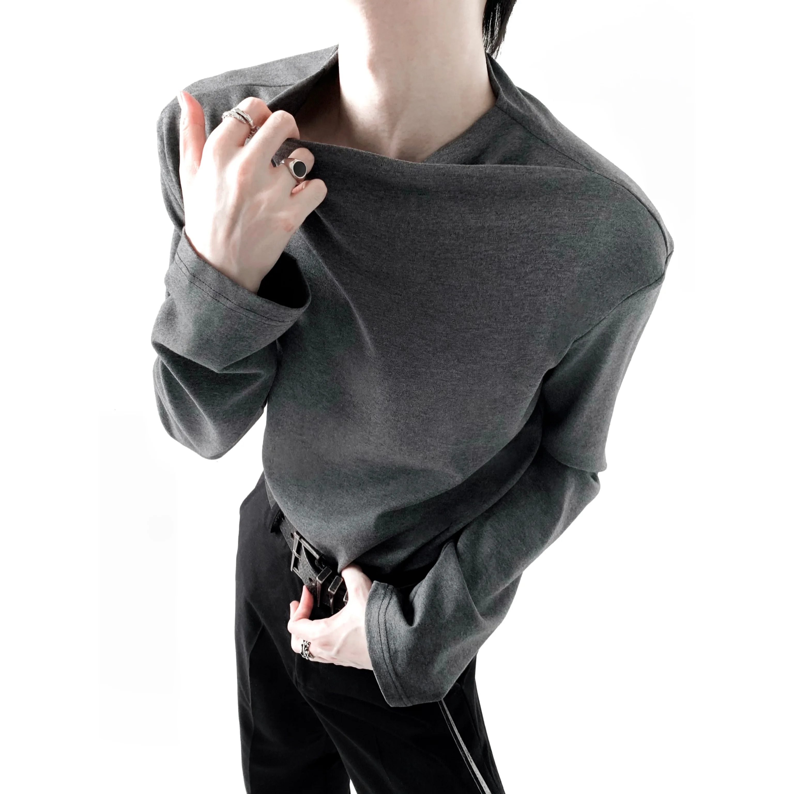 2025 Fashion Autumn Winter New Retro Long Sleeve T-Shirts Men Solid Color High-End Tees Men's Breathable Classic Pullover Tops