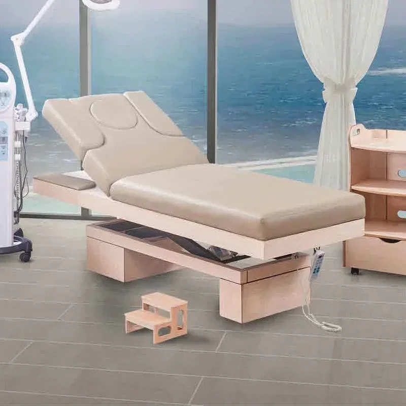 

High-end electric beauty bed multi-functional SPA massage solid wood health treatment bed