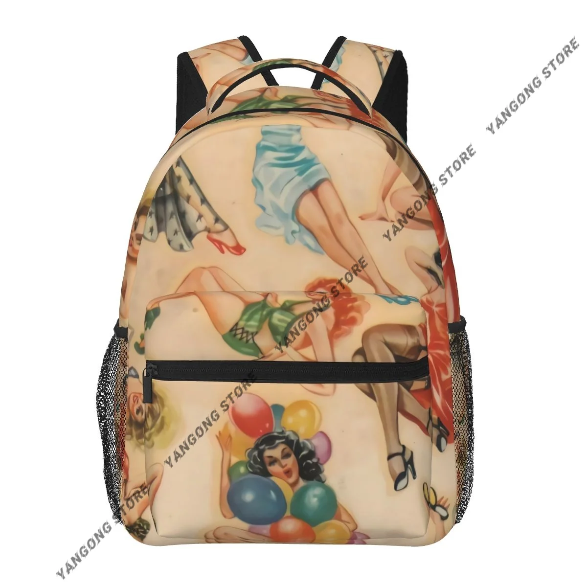 Teenager Bookbag Backpack Travel Bag Retro Pin Up Poster Girls Backpack For Laptop School Bags