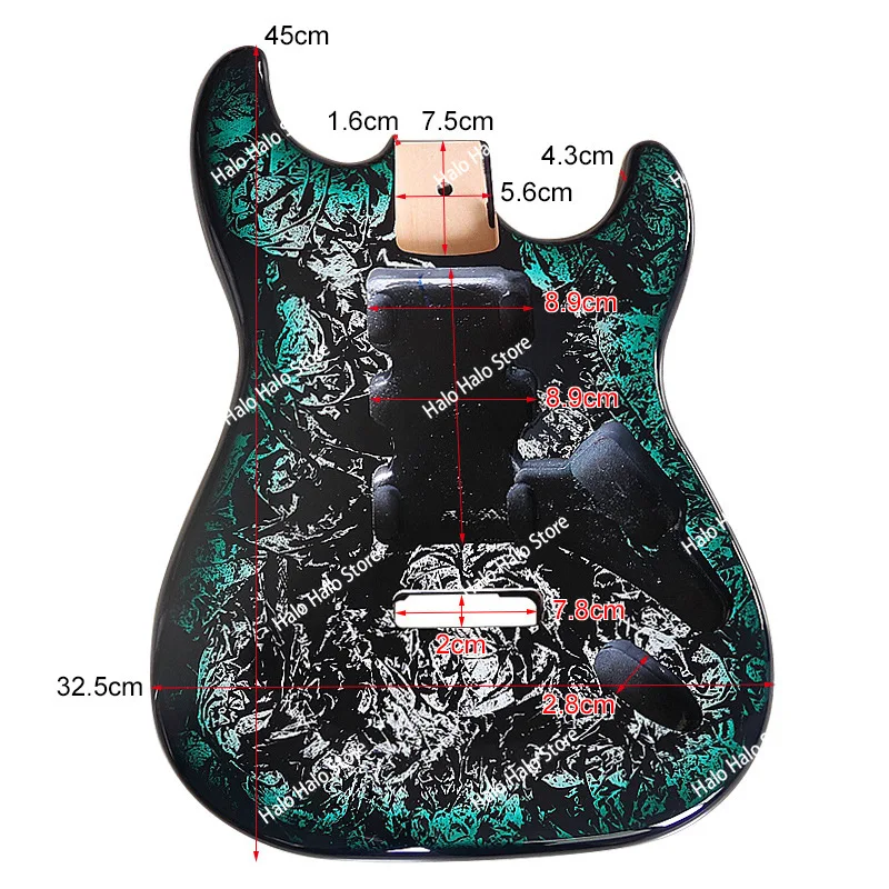Green and white gradual change light electric guitar body, guitar professional modification accessories easy to install electric