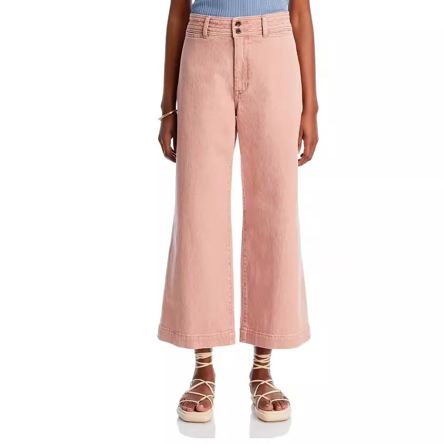 

Denim Pants For Women 2024 New Early Autumn Lyocell Mud Pink Washed High Waist Small Flared Cropped Bell-Bottom Casual Style