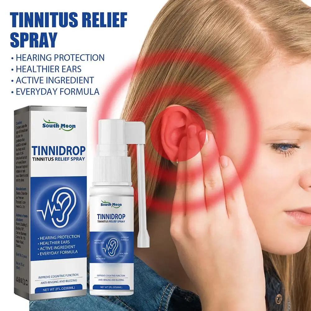 1 pz TinniDrop Tinnitus Relief Spray Ear squillo gocce per il suono dell'acufene prurito mal d'orecchie assistenza sanitaria cerume 60ml