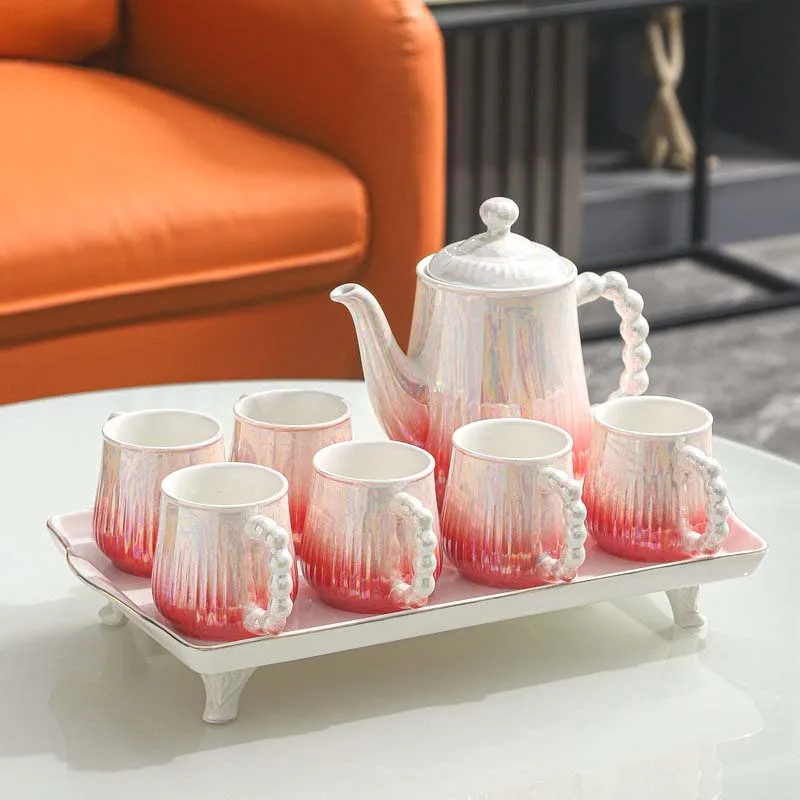 Home Living Room Set Ceramic Teapot Kettle Light Luxury European High-End Tea Cup