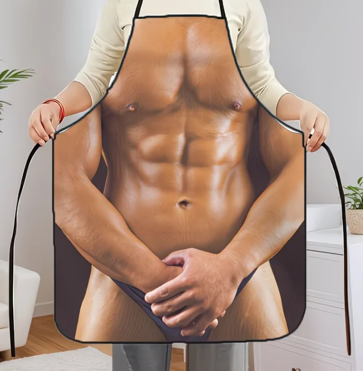 A Humorous Apron Featuring A Muscular Man, Made From Durable and Easy-To-Cleana Unisex Design, Perfect for Barbecues, Cooking