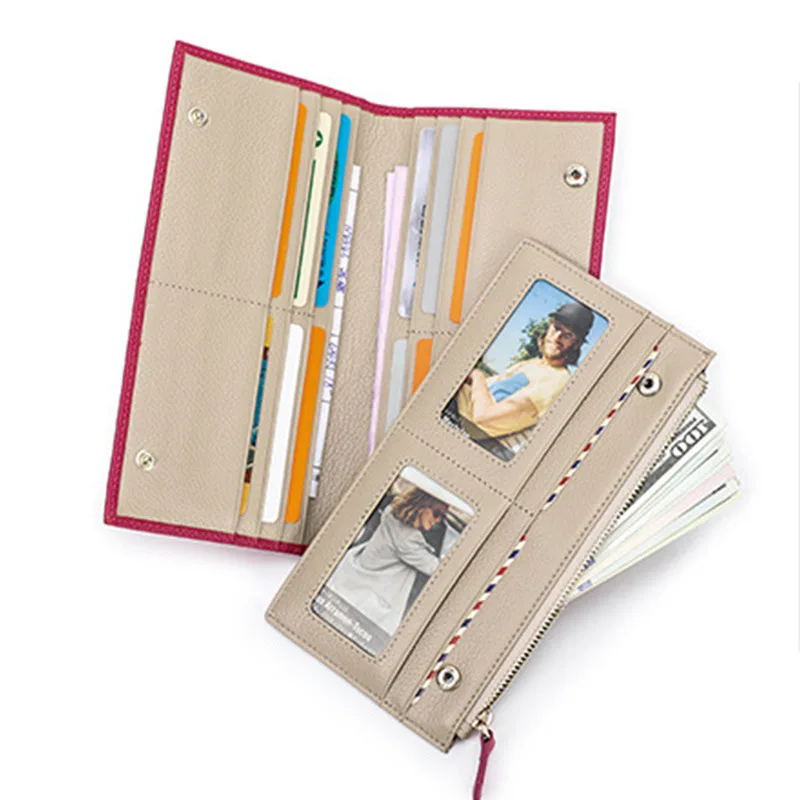 British Style Head Layer Cowhide Long Wallet Fashion Casual Detachable Multi Card Women's Handbags Coin Purse Holder Men Wallets