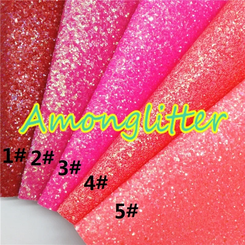 Amonglitter Blue Green and Yellow Chunky Glitter Leather Glitter Fabric for DIY Bows Bags and Shoes 21x29cm A4 size MB005