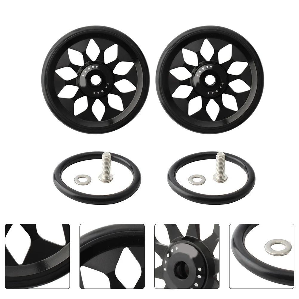 

1 Set Aluminum Alloy Folding Bike Wheels Lightweight Durable Easy Install Compatible With Brompton Auxiliary Wheel For Folding