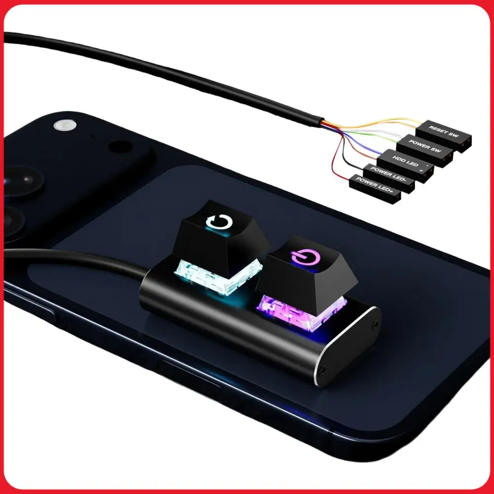 2m PC Switch Mechanical Key with Extension Cable Mechanical Desktop Power Switch for Easy External Remote Start PC Motherboard