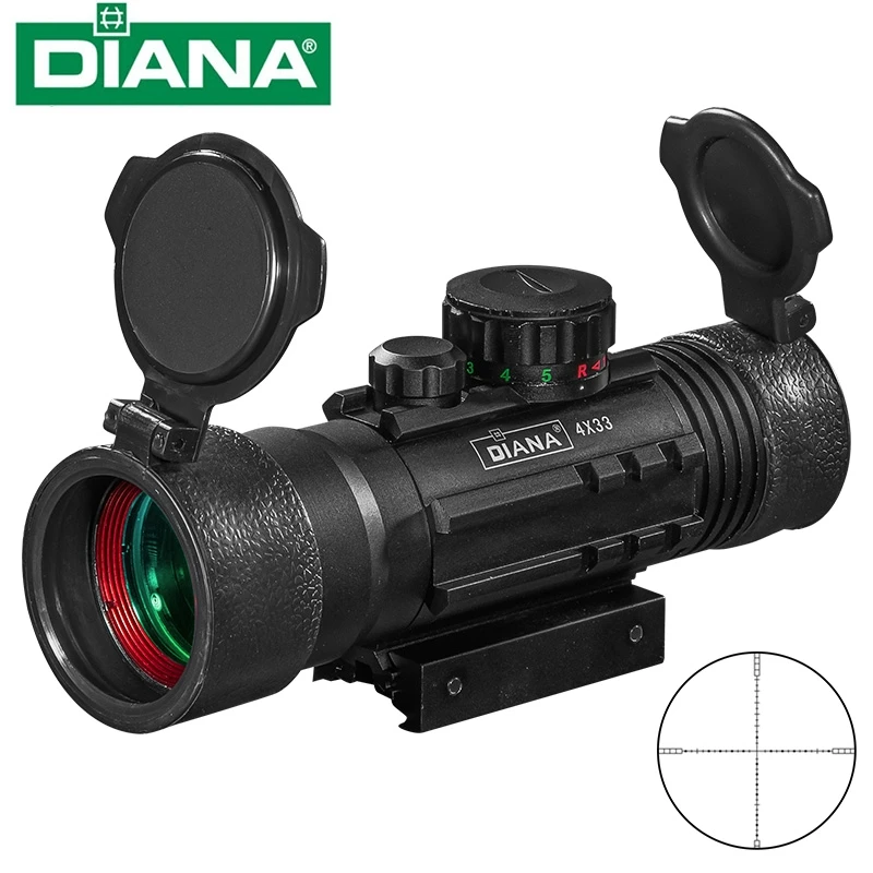 4X33 Green Red Dot Sight Scope Tactical Optics Riflescope Fit 11/20mm Rail Rifle Scopes for Hunting