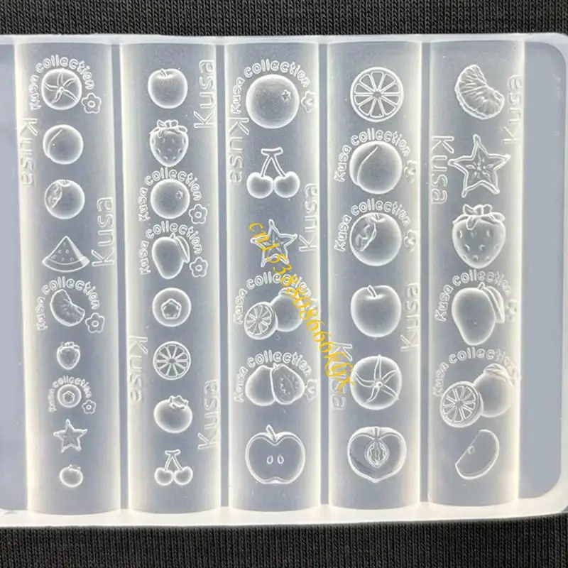 أظافر الفاكهة المصنوعة يدويًا أسماء القالب السيليكون للأظافر الفريدة زخرفة زخرفة المشاريع قالب فن الأظافر 066C