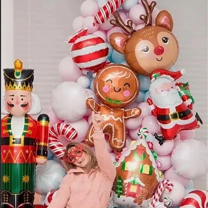 Merry Christmas Balloons Candy Santa Claus Elk Ballons DIY Christmas Decorations For Home New Year 2023 Navidad Party Decor Ball