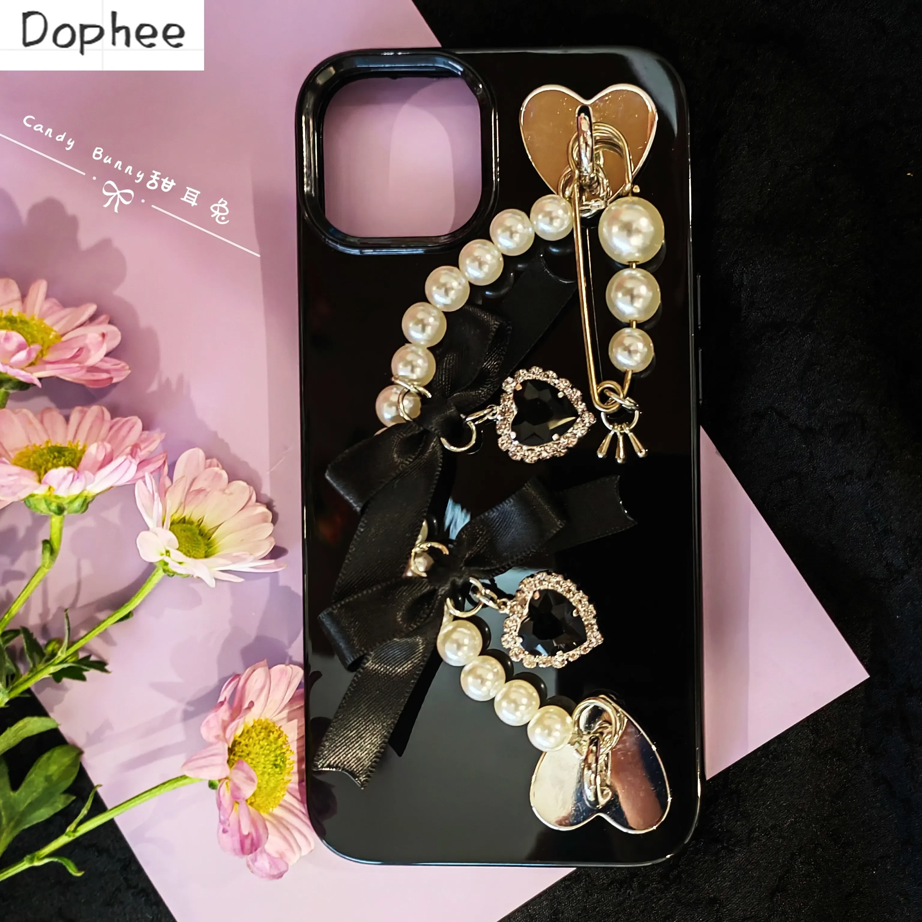 

Dophee Original Spice Girls Pearl Chain Bowknot Soft Phone Case Tpu Mobile Phone Covers Suitable for Apples iPhone 12 13 14 15