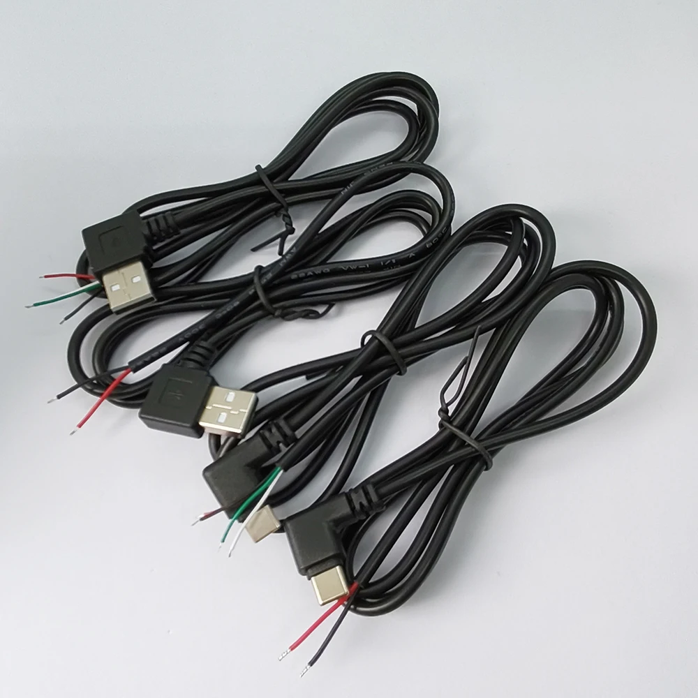 1PCS USB2.0 TypeC Male Power Supply Cable Connector 2Pin 4Pin Wire Charge Extension Cable Adapter Welding Line DIY 0.25m 0.3m 1m