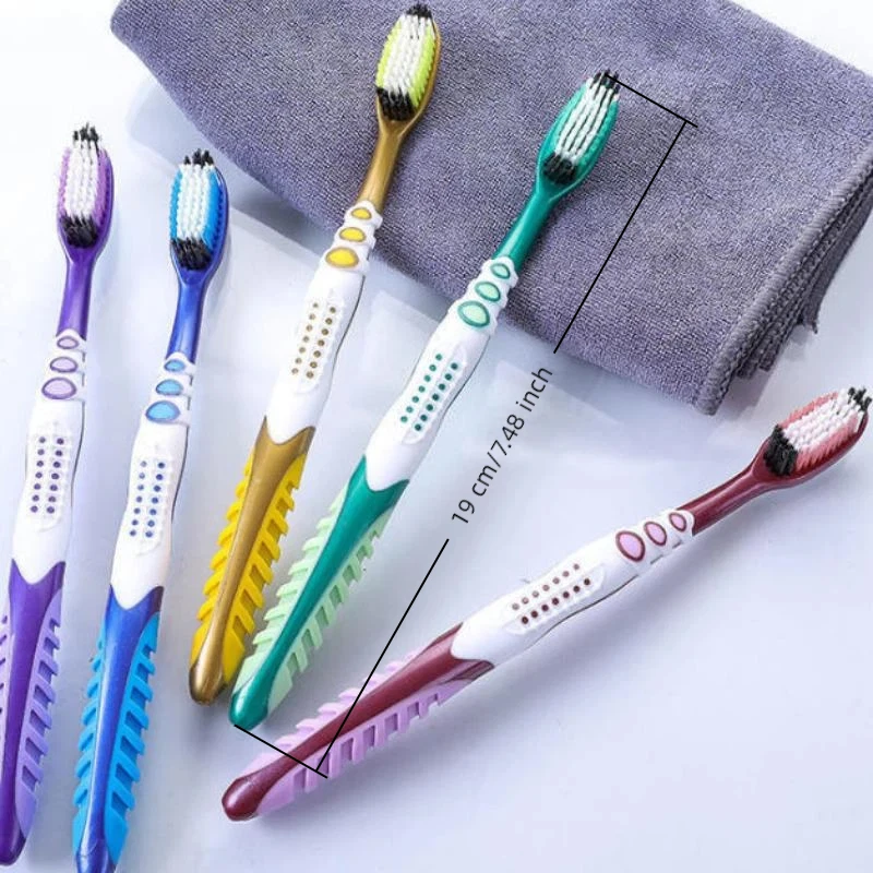 5 Stück bunte Handzahnbürsten mit mittelharten Borsten und ergonomischem, rutschfestem Griff, perfekt für die tägliche Mundpflege – Detail 5