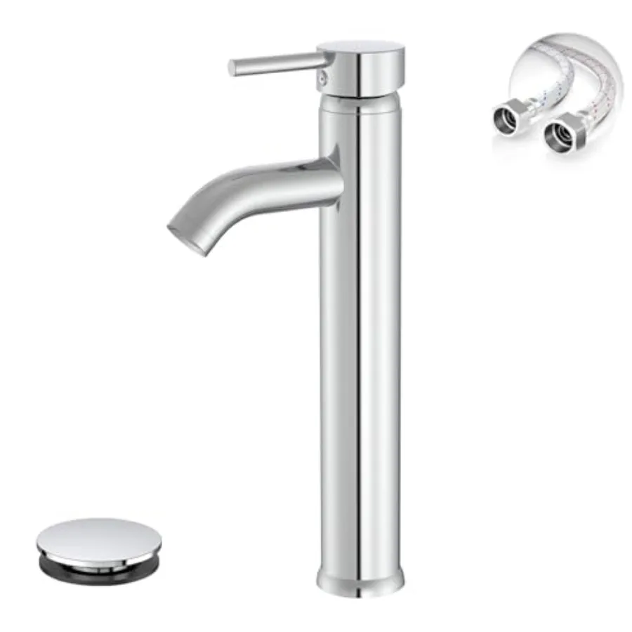 

Bathroom Faucet, Vessel Sink Faucet One Hole Single Handle Sink Faucets Modern Commercial Lavatory Vanity Bowl Faucets with Pop