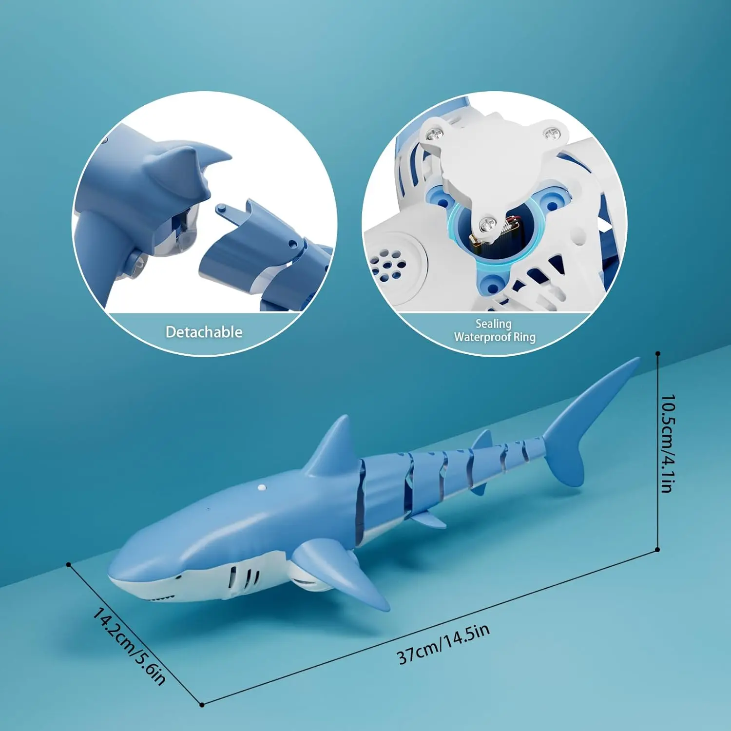 2.4G RC Electric Shark Toy with Lights & Spray, Waterproof Remote Control Fish Robot for Kids Boys Pool Bath Outdoor Water Play