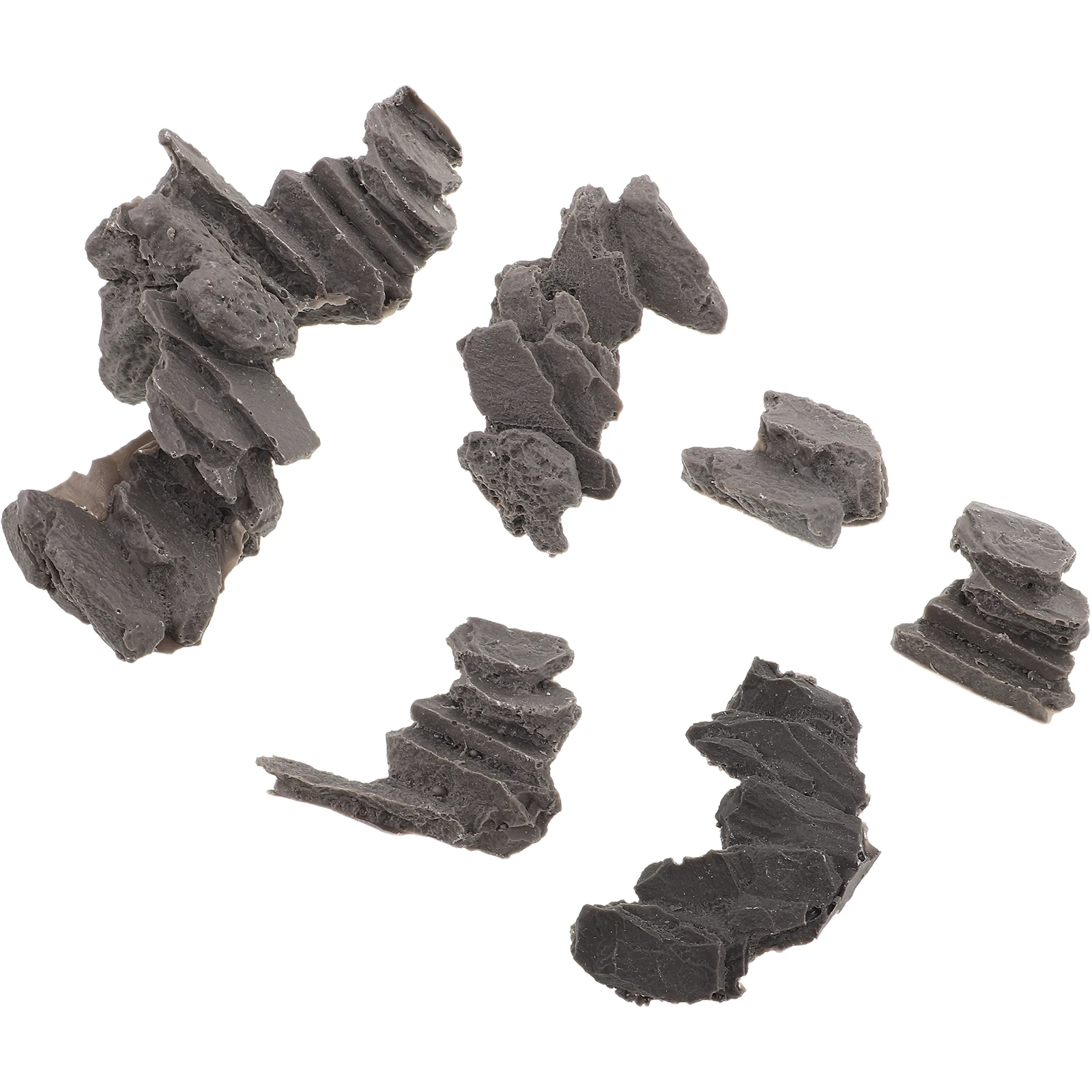 

6 Pcs Sand Table Floor Tiles Decoration Dollhouse Accessories Fairy Garden Figurines Glass Stairs Grey