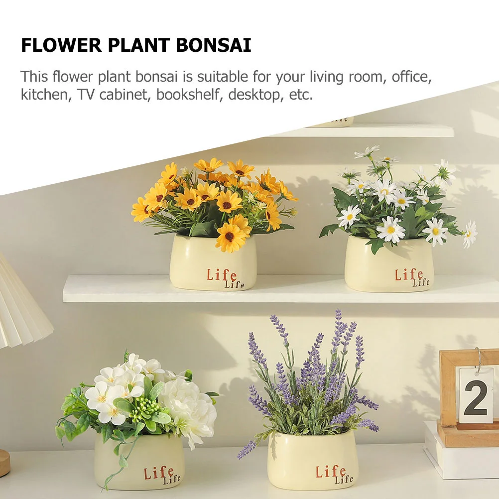 

2 Pcs Artificial Plants for Decor Indoor Faux Decoration Flower Pot Bonsai Flowers Imitation Ornaments Potted