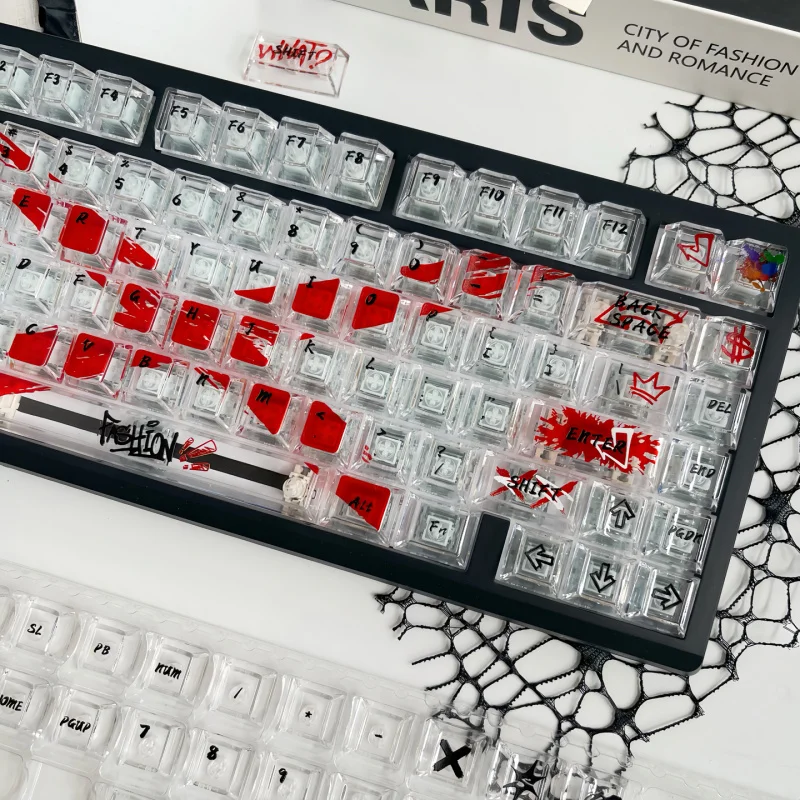 New Transparent Keycap,130+ Keys Cherry Profile PC Dye Sublimation Custom Shine Through Key Caps Set For MX Mechanical Keyboard