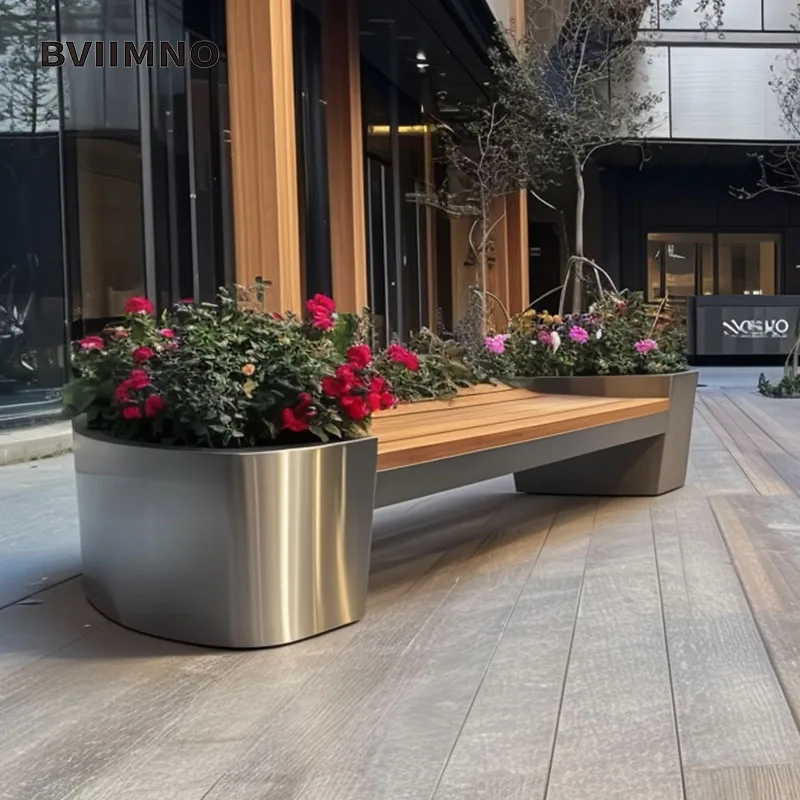 HX-17 Stainless Steel Flower Box Combination Flower Pot Outdoor Finished Flower Bedslot Outside The Commercial Street