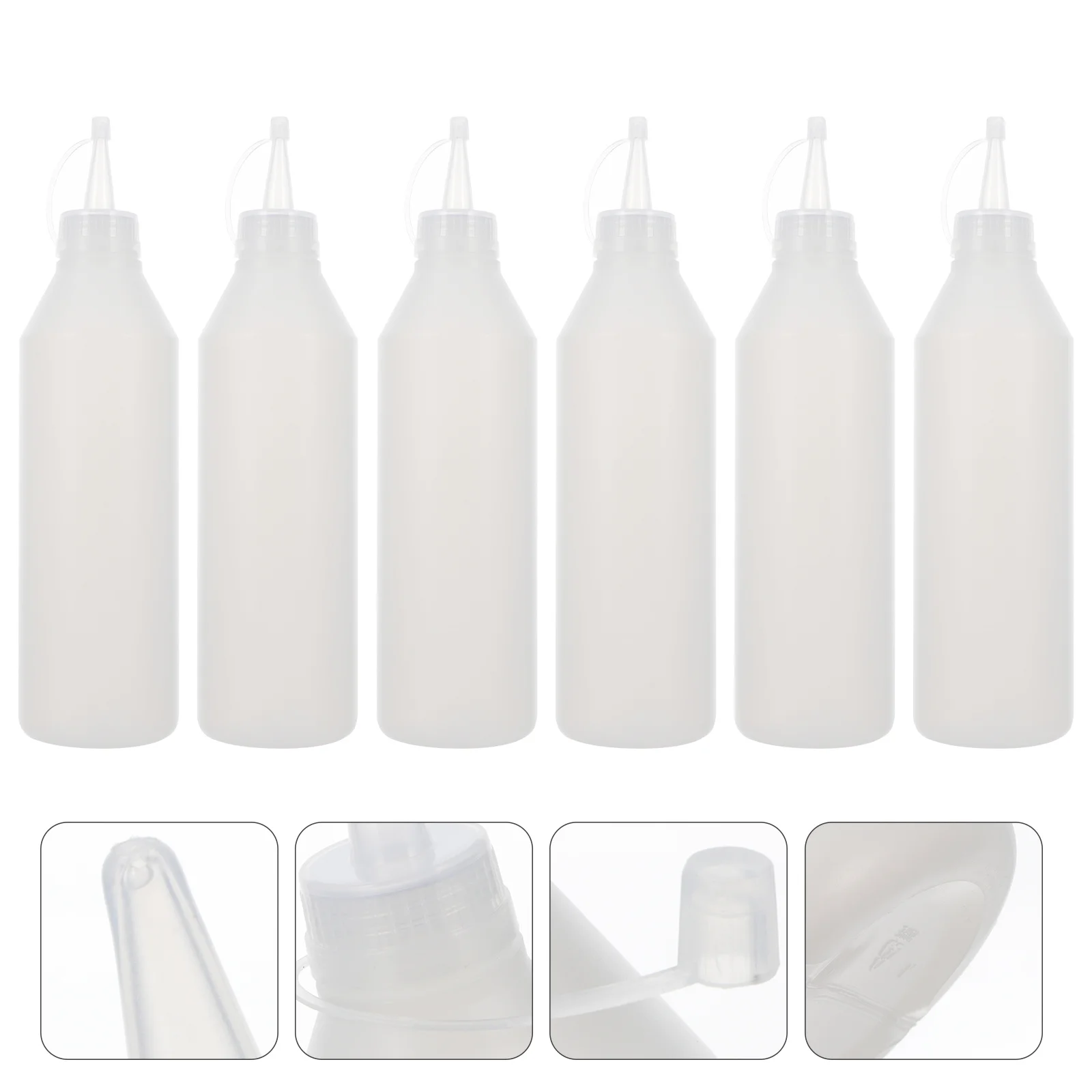 

6pcs 500Ml White Plastic Tip Glue Bottles Reusable Leakproof Precision Applicator For Diy Crafts Squeeze Bottle Firm Cap