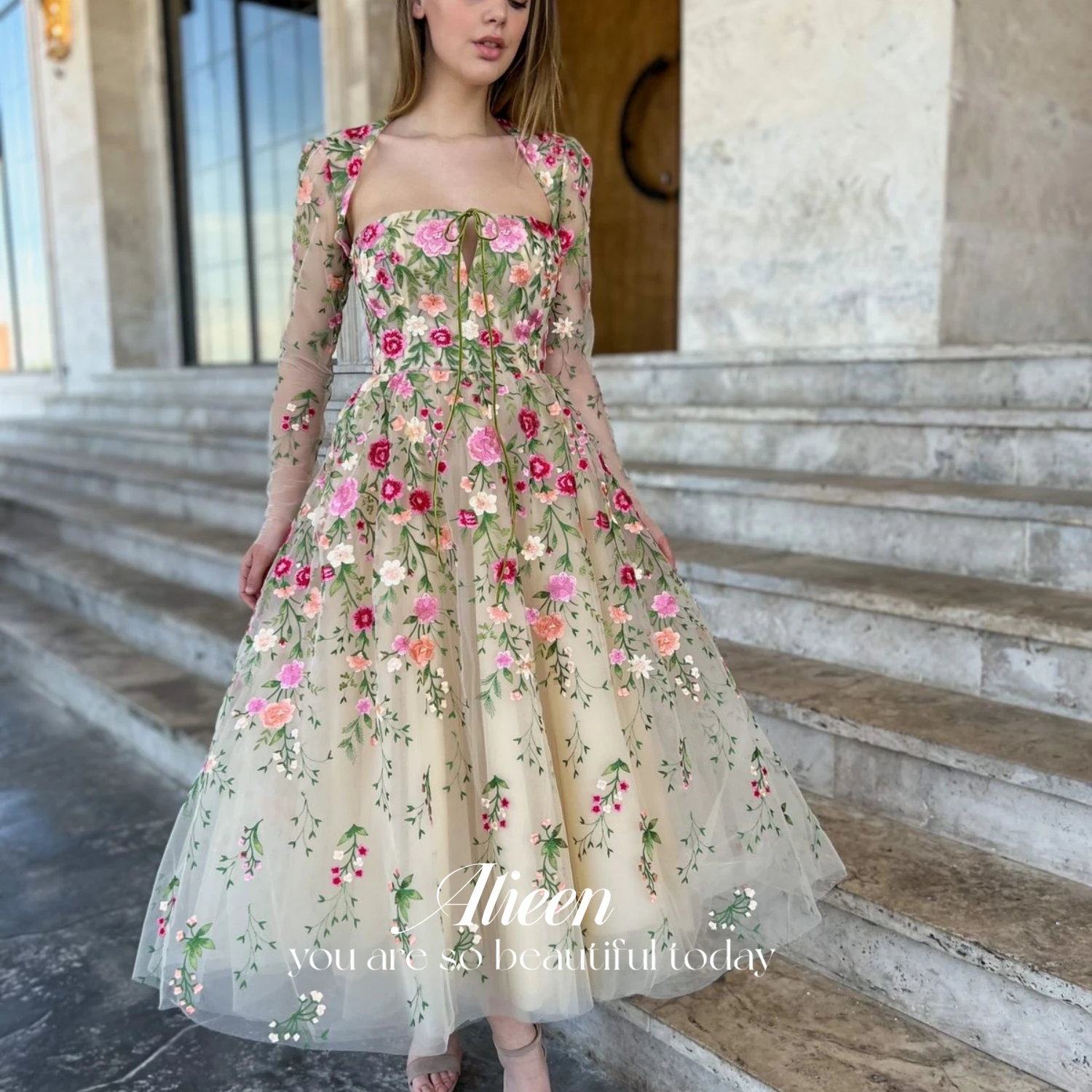 

Aileen Cocktail Long Dress Party Evening Elegant Luxury Celebrity Prom Women's Elegant Dresses Flowers Line A Fairy Skirt 2024