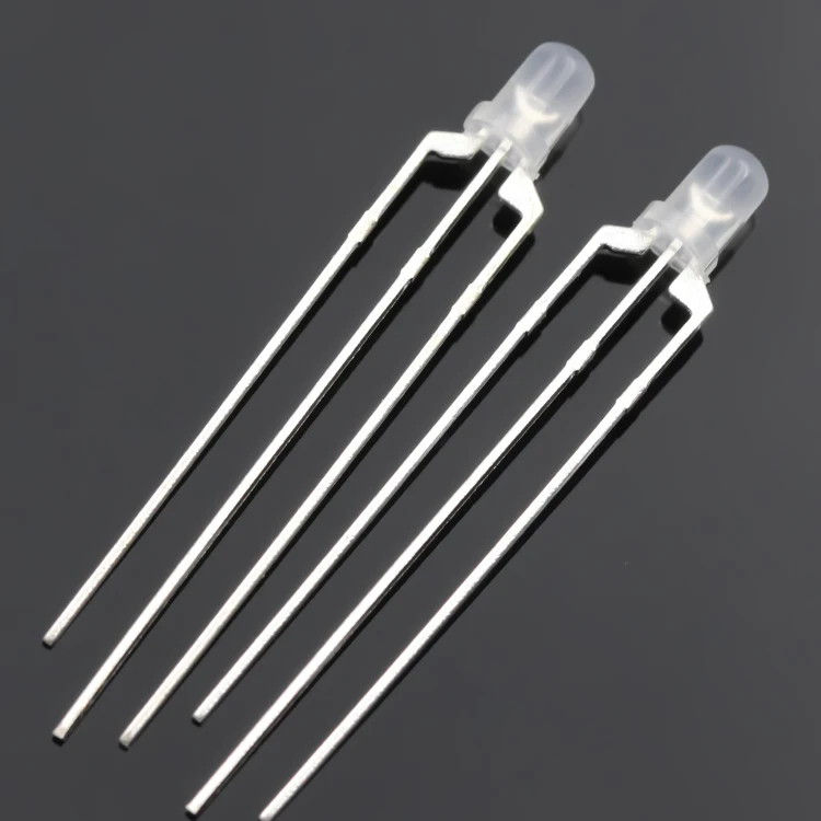 100PCS 3mm LED Red+Green 3pin 3P Positive Negative Transparent / Fog F3 Light Emitting Diode Common Cathode Anode