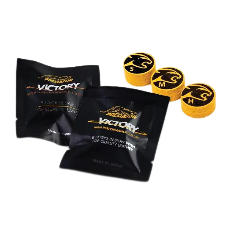 8-layer Pigskin Suppressed Predator Victory Cue Tip with Independent Packaging