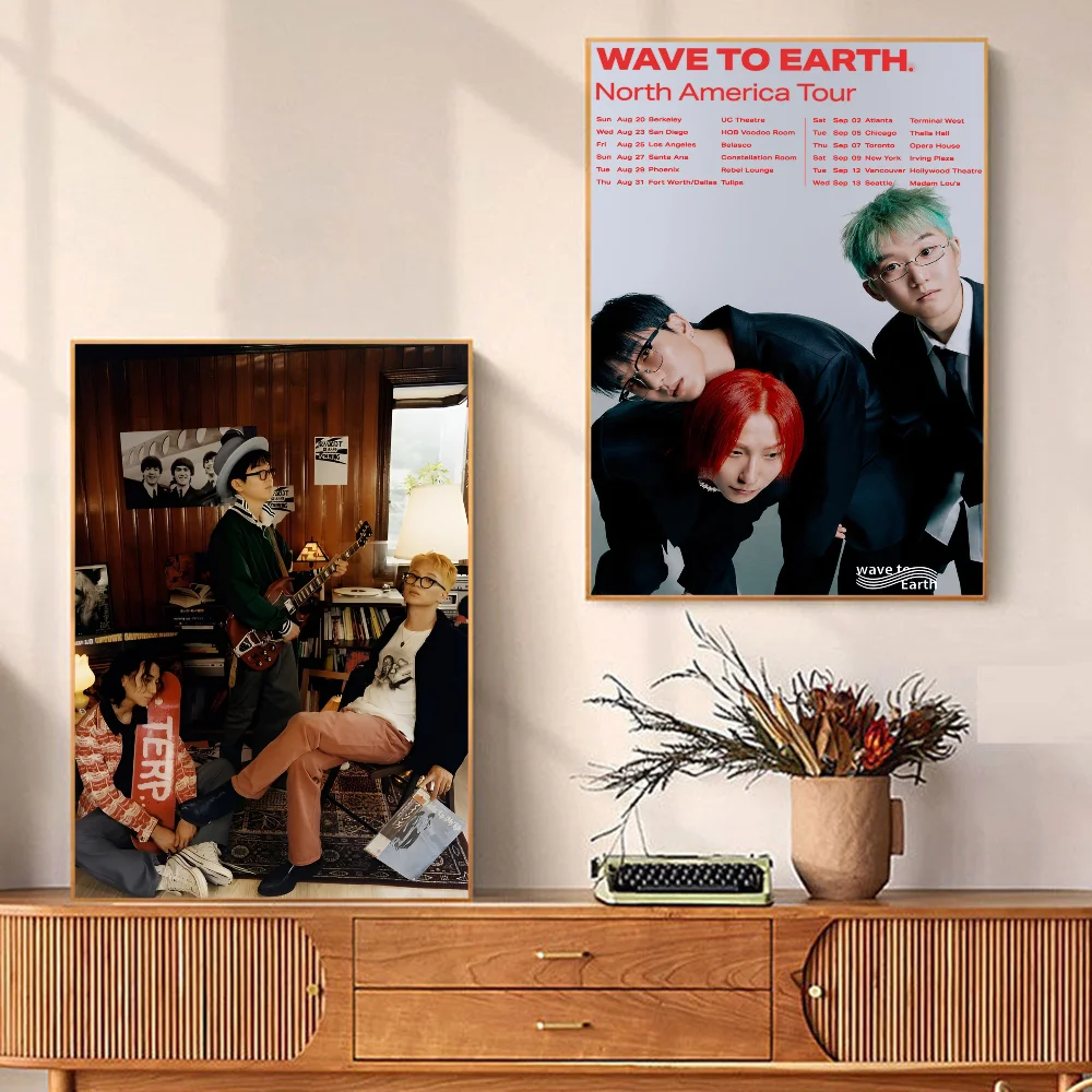 ملصق فني للموجة إلى الأرض ، مطبوعات ورقة بيضاء ، أعمال فنية ذاتية اللصق ، ديكور منزلي #5