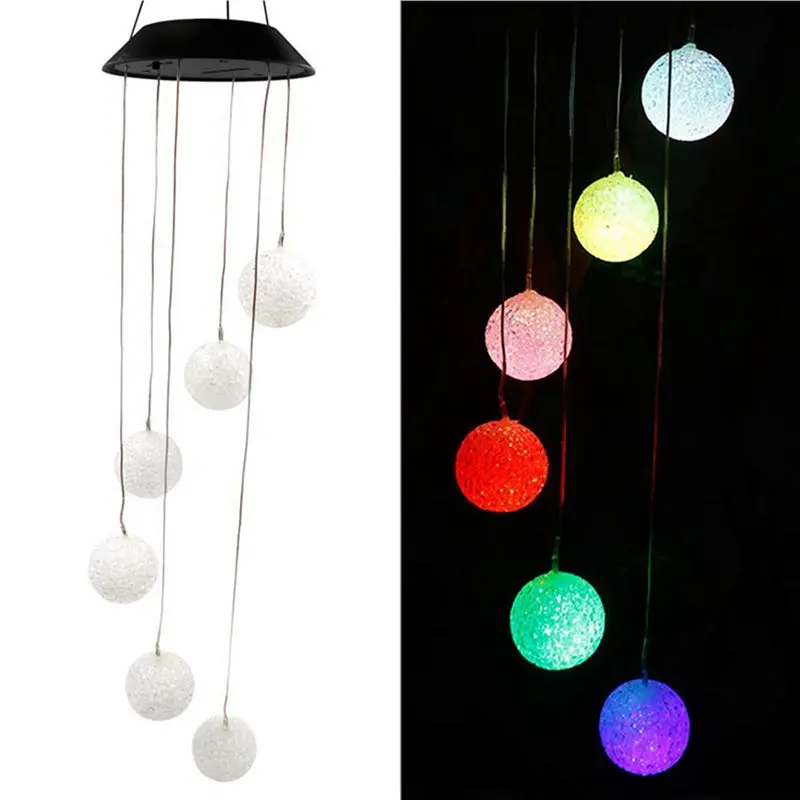 SYW-2X Solar Ball Light LED Colour Changing Garden Yard Hanging Decoration Light Outdoor Powered Wind Chime Waterproof Lamps