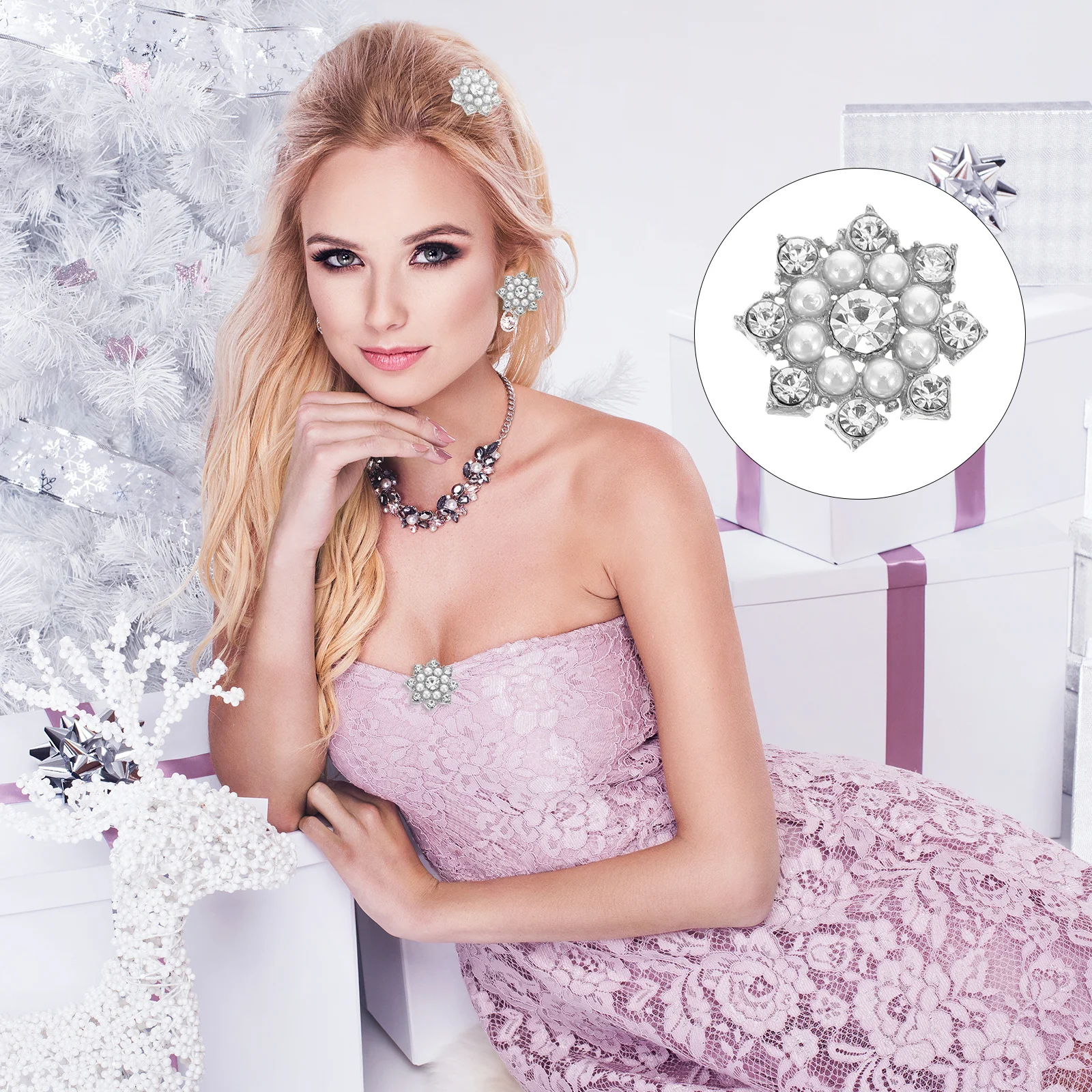 

50Pcs Drill Jewelry DIY Alloy Snowflake Pendants Decoration for Hair Clip Phone Case Bag Chain Accessories