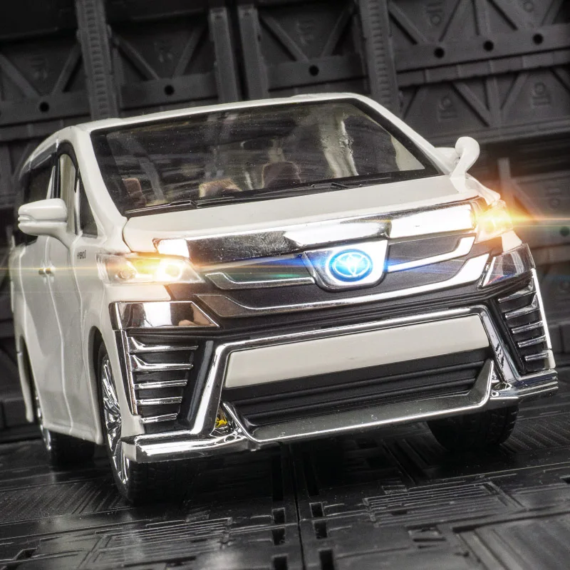 

1:24 VELLFIRE MPV модель коммерческого автомобиля из сплава, акустооптические игрушечные двери, передний капот и дверь багажника, можно открыть